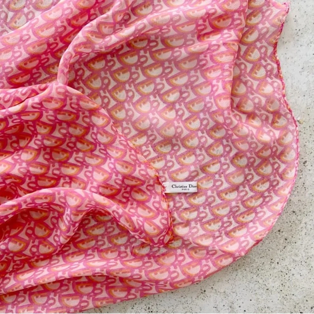 🌸🍑 DIOR Trotter Logo Monogram Scarf Shawl Wrap Bandana
